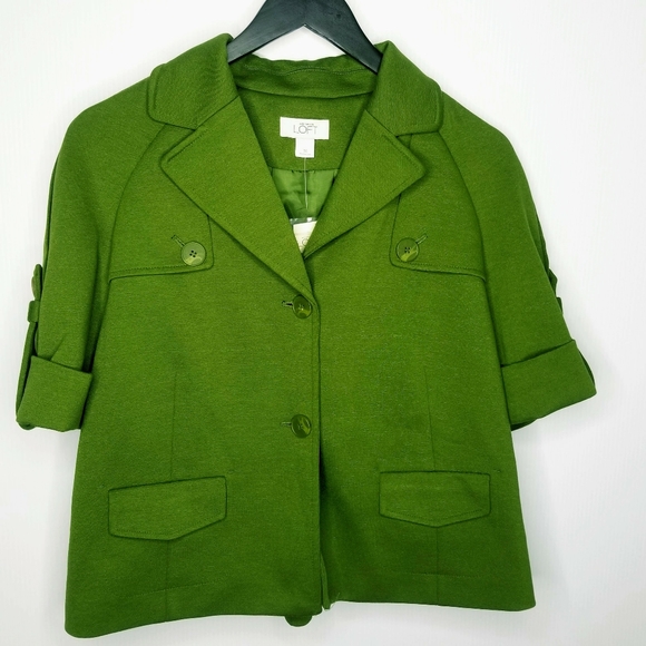 Ann Taylor Loft Green Cropped Jacket, SZ 14, NWT - Picture 1 of 7